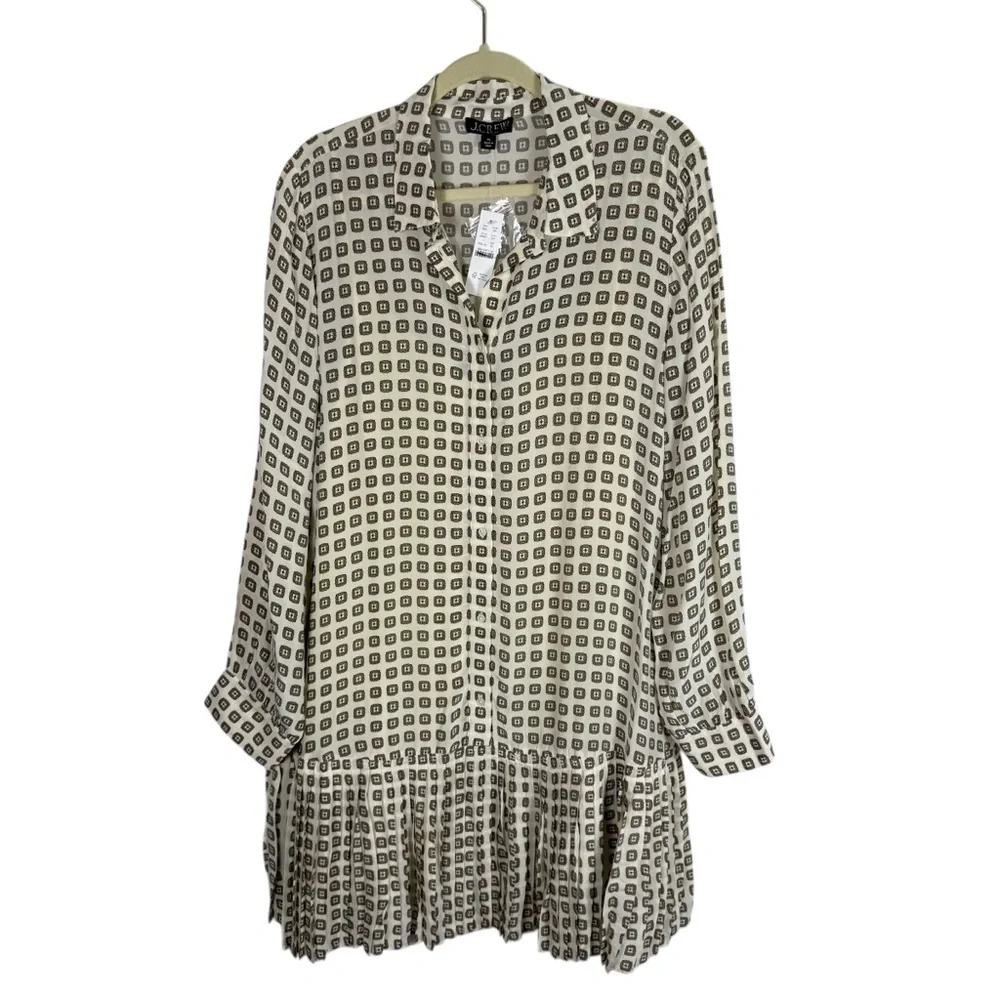 NWT J. Crew New Amelia Shirt Dress Foulard Print Ivory Lace Drop Waist Sz XL